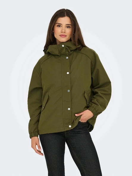 Only 15354468 Kapsonlu Kadin Mont - Haki - 1