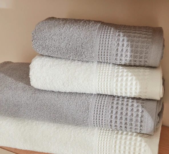 Karaca Home Waffle Aile Banyo Seti Off White - 4