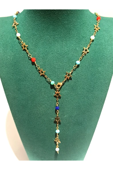 Monalisa Home  Lüks Figürlü Gösterişli Renkli Taşlı Y Kolye ürün görseli 1