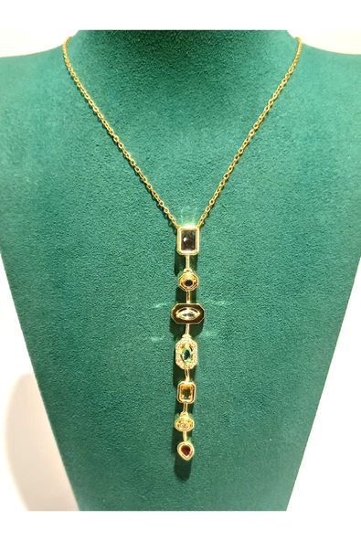 Monalisa Home Gold Renk Lüks Figürlü Gösterişli Y Kolye ürün görseli 1