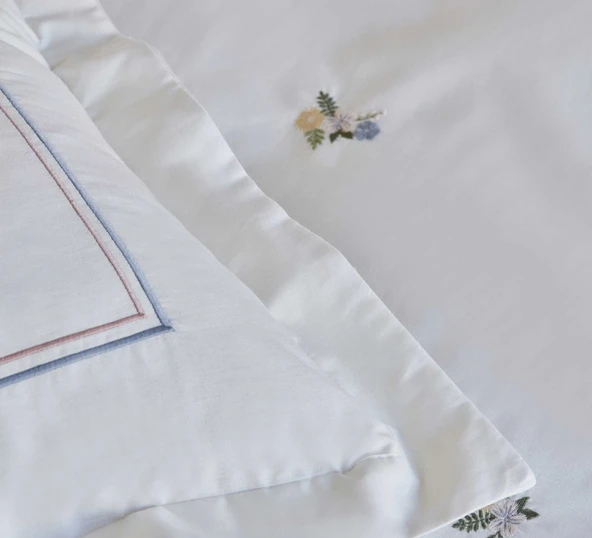 Karaca Home Cavale Çift Kişilik Percale Nevresim Takımı Nakışlı Pudra - Resim 7