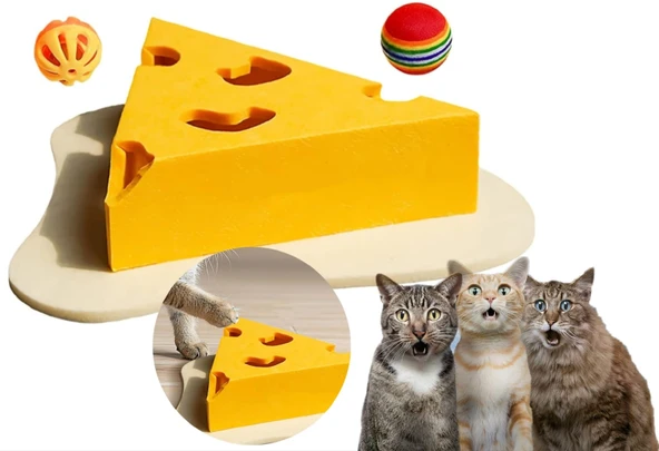 Cat Butler Eğlenceli Kedi Oyuncağı - Peynir Dilimi Tasarım, Geliştirici Zeka oyunu - 4