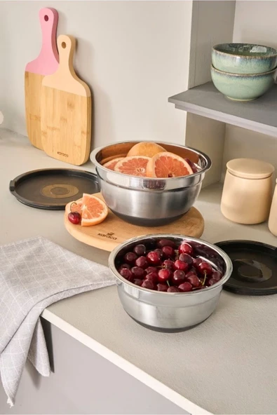 Mastermaid 2'li Çelik KarıştırmaSaklama Kabı Siyah - Resim 11