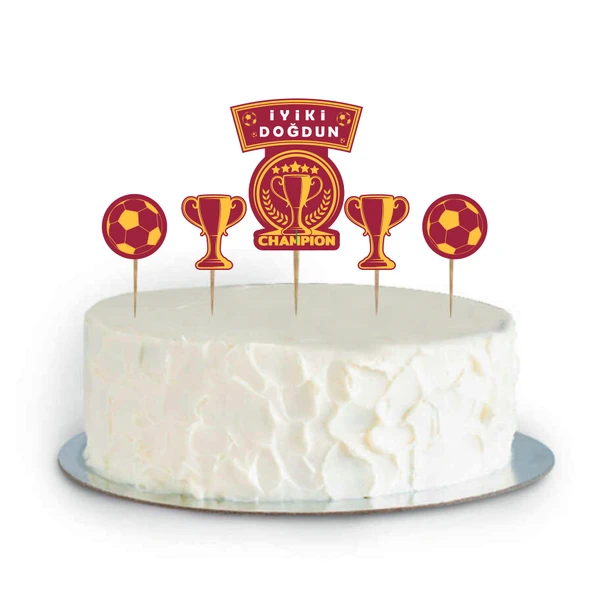 Champion Sarı-Kırmızı Pasta Süsü 5 Parça ürün görseli