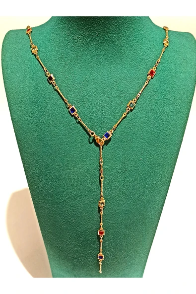 Monalisa Home Gold Renk Lüks Figürlü Gösterişli Y Kolye ürün görseli 1