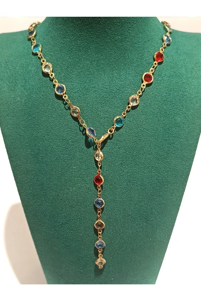 Monalisa Home  Lüks Figürlü Gösterişli Renkli Taşlı Y Kolye ürün görseli 1