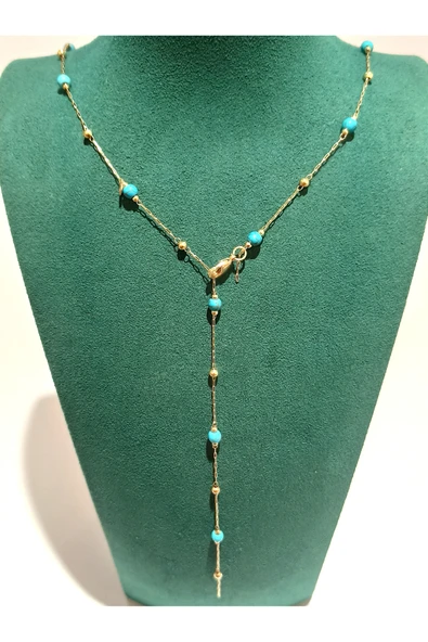 Monalisa Home Gold Renk Lüks Figürlü Gösterişli Y Kolye ürün görseli 1