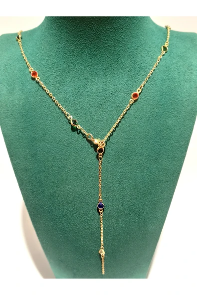 Monalisa Home Gold Renk Lüks Figürlü Gösterişli Y Kolye ürün görseli 1