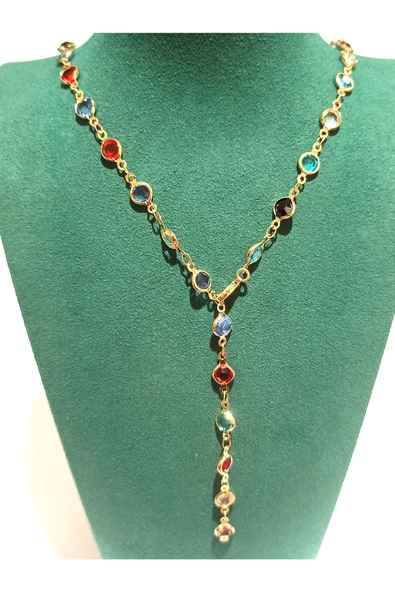 Monalisa Home  Lüks Figürlü Gösterişli Renkli Taşlı Y Kolye