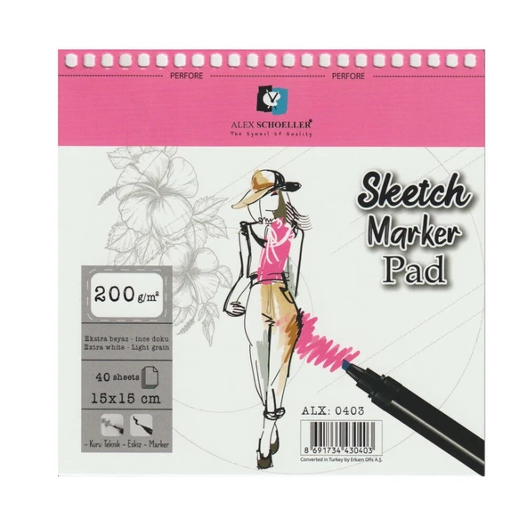 Supertrend Spiralli Sketch Marker Defteri Pad 200 gr. 15x15 cm. 40 yp. ürün görseli