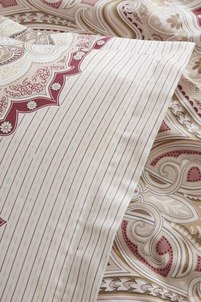 Lemy %100 Pamuk Çift Kişilik Nevresim Takımı Pamuk Saten Bordo - Resim 11