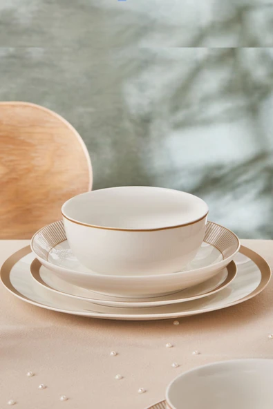 Forever Bone Gold Line 24 Parça 6 Kişilik Yemek Takımı - Resim 8