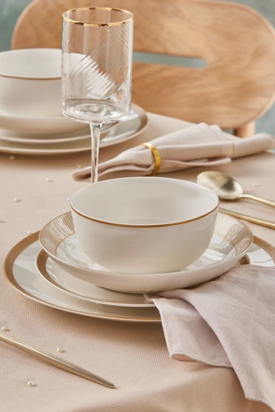 Forever Bone Gold Line 24 Parça 6 Kişilik Yemek Takımı - Resim 10