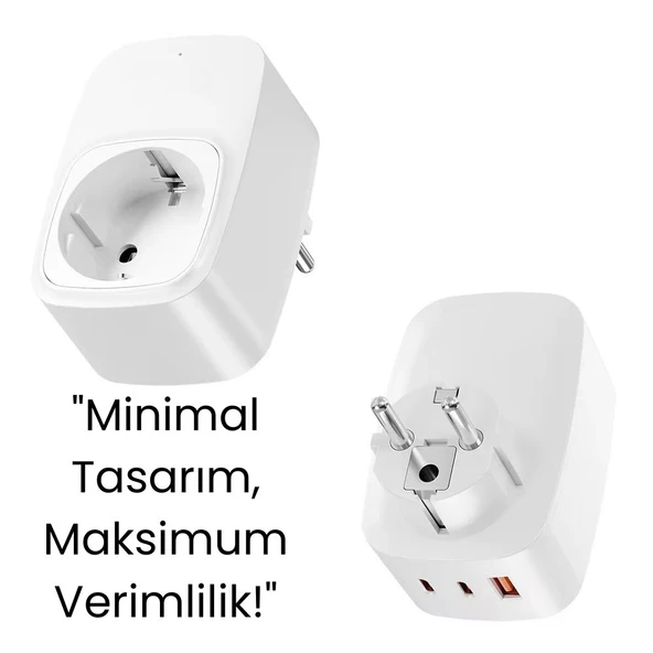 Type-C ve USB Girişli Akım Korumalı Priz  Çoklu Şarj ve Çoğaltıcı Priz - 7