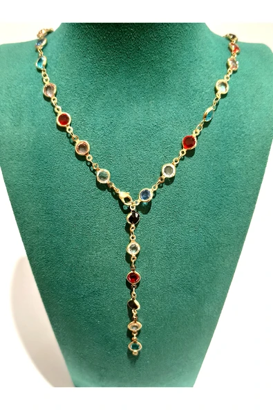 Monalisa Home  Lüks Figürlü Gösterişli Renkli Taşlı Y Kolye ürün görseli 1