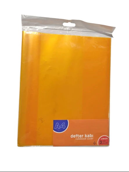 A4 Boyunda Şeffaf Hazır Defter Kabı Turuncu - 3 Adet ürün görseli
