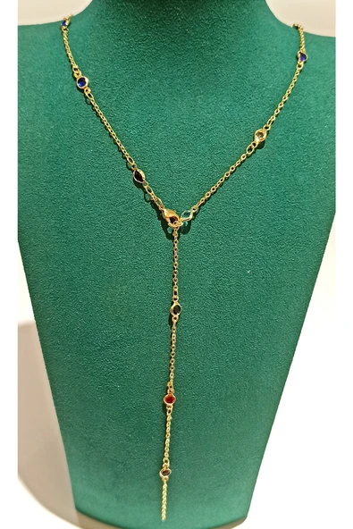 Monalisa Home  Lüks Figürlü Gösterişli Renkli Taşlı Y Kolye ürün görseli 1