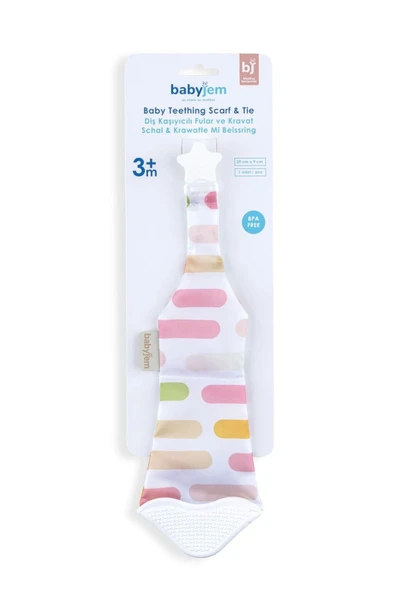 Babyjem Silikon Diş Kaşıyıcı Fular & Kravat Gülen Yüz Pembe - Resim 5