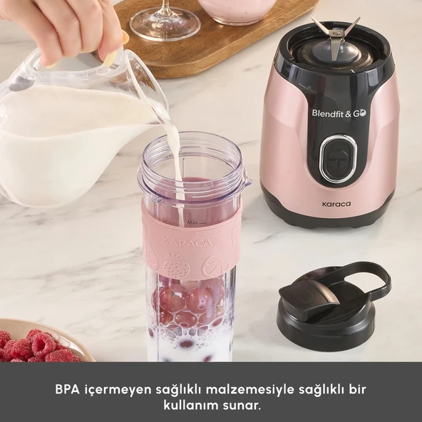 Karaca Blendfit Go Personal Kişisel Smoothie Blender Rosegold - Resim 5