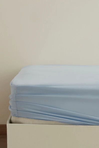 Basic %100 Pamuk Çift Kişilik Lastikli Çarşaf Mavi - Resim 5