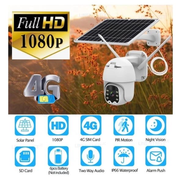 Sim Kartlı 4g Ptz 360 Hareketli Solar Güneş Enerjili 1080p Kamera Türkçe Program Son Sürüm - 3
