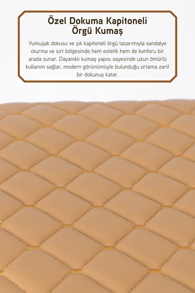 İronika Anatolia Metal Gövdeli Deri Kapitone Sandalye Katlanır Mutfak Bahçe Sandalyesi Kahve - 4