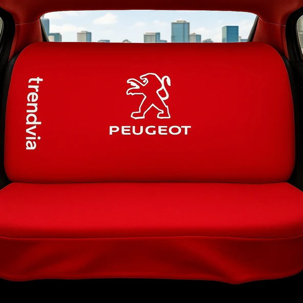 Peugeot Kırmızı Renk Ön Arka Koltuk Kılıfı Penye Servis Tipi Araba Koltuk Koruyucu - 2