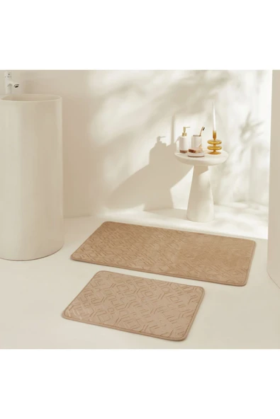 Figure Embos 2'li Banyo Paspası Kahverengi - Resim 4