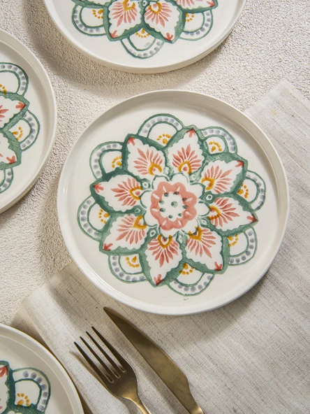 Boho Handmade 6 lı Pasta Tatlı Tabağı- Stackable 20 cm. - Resim 3