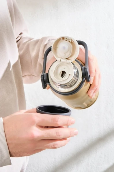 Adent Çelik Sızdırmaz Termos 800 Ml Gold - Resim 4