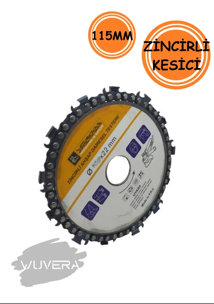 Wuvera 115 mm Zincirli Ağaç Kesme Testere Diski – Taşlamalara Uygun, Güçlü ve Pratik Kesici Disk - 2