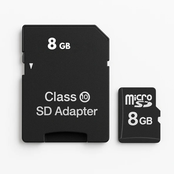 Micro SD Hafıza Kartı 8GB Class 10  SD Adaptör  Yüksek Hızlı Veri Transferi