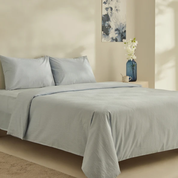 Karaca Fiora Soft Touch Non-İron Ck Nevresim Tek Mavi - Resim 5