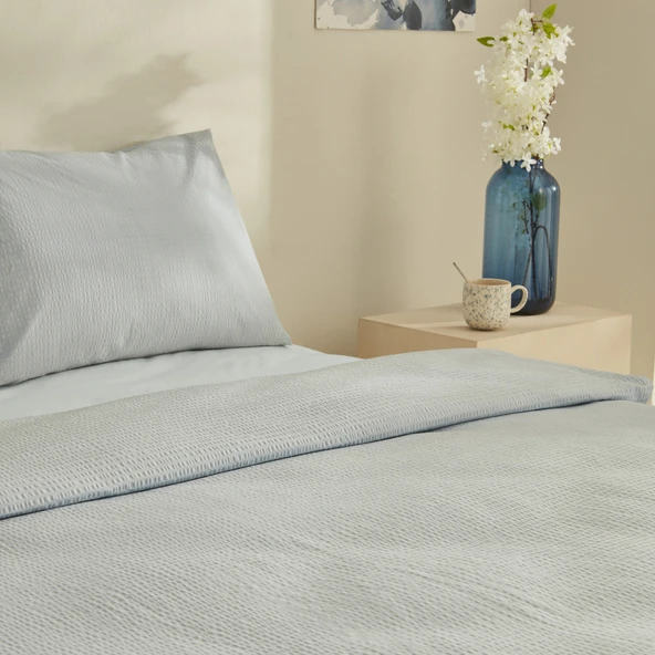 Karaca Fiora Soft Touch Non-İron Ck Nevresim Tek Mavi - Resim 3