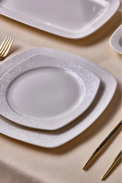 Square Bone Salen 57 Parça 12 Kişilik Yemek Takımı - Resim 4