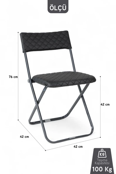 İronika Anatolia Metal Gövdeli Deri Kapitone Sandalye Katlanır Mutfak Bahçe Sandalyesi Kahve - 5