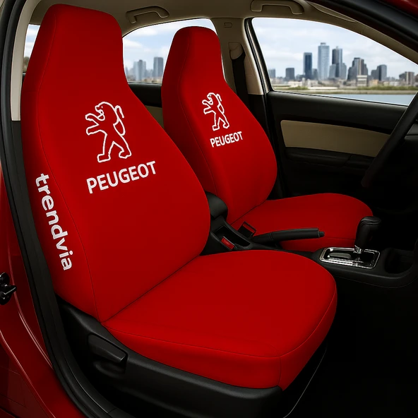 Peugeot Kırmızı Renk Ön Arka Koltuk Kılıfı Penye Servis Tipi Araba Koltuk Koruyucu