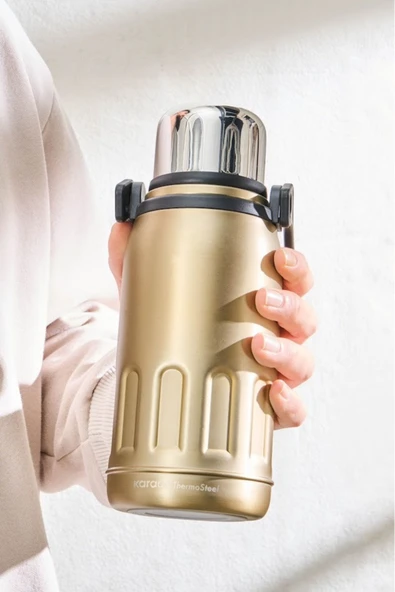 Adent Çelik Sızdırmaz Termos 800 Ml Gold - Resim 5