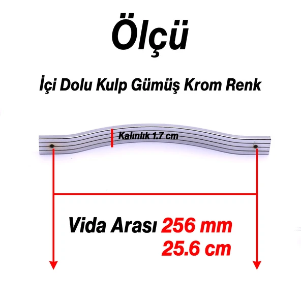 Sümbül Kulp 256 mm Krom Gümüş Renk Metal Mobilya Çekmece Dolap Kapak Kulpu Modern Mutfak Kulpları - Resim 6