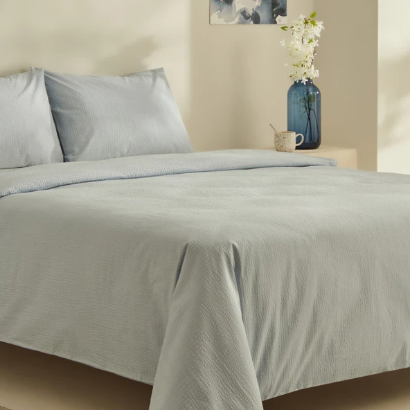 Karaca Fiora Soft Touch Non-İron Ck Nevresim Tek Mavi - Resim 2