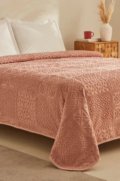 Rita Tek Kişilik Emboss Battaniye Pudra - Resim 11