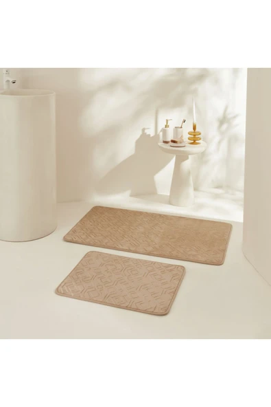 Figure Embos 2'li Banyo Paspası Kahverengi - Resim 3