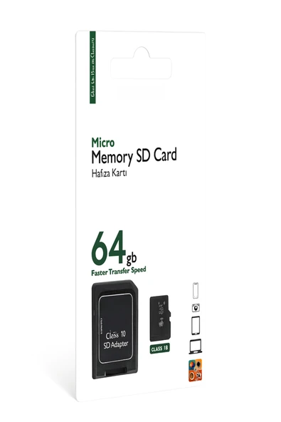 64 GB Class 10 Micro SD Hafıza Kartı  SD Adaptör  Yüksek Hızlı Veri Transferi - 2