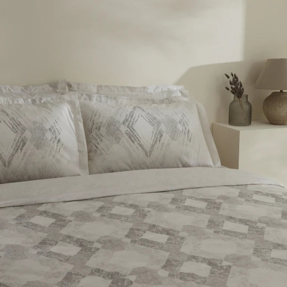Karaca Home Chain %100 Pamuk 120 Tel Çift Kişilik Saten Nevresim Takımı Gri - 3
