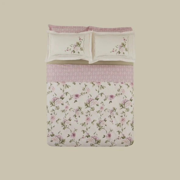 Karaca Home Rosales %100 Pamuk 120 Tel Çift Kişilik Saten Nevresim Takımı  - Resim 5