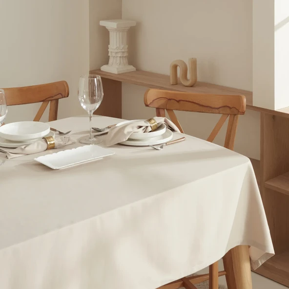 Karaca Home Carolıne Dertsiz Masa Örtüsü Bej  - Resim 2