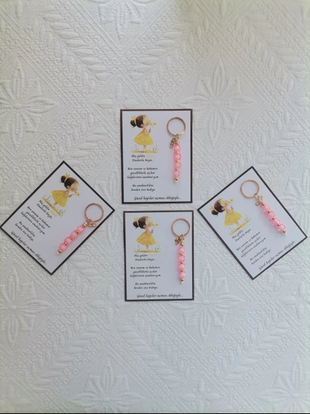 72 Adet İsme Özel Tasarım Pembe Anahtarlık Hastane Yeni Doğan 40 Mevlidi Dağıtmalık Hediyelik - Resim 5