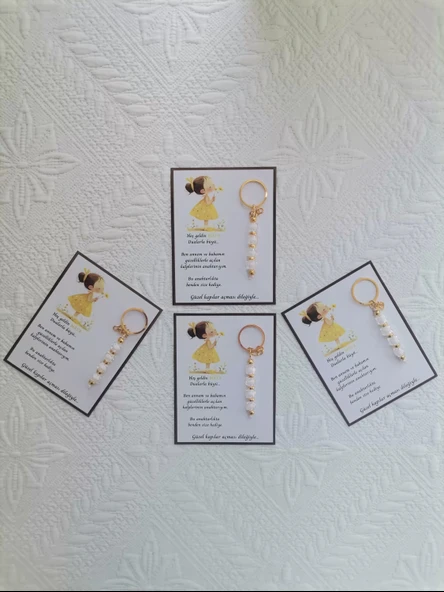 100 Adet İsme Özel Tasarım Beyaz Anahtarlık Hastane Yeni Doğan 40 Mevlidi Dağıtmalık Hediyelik - Resim 4