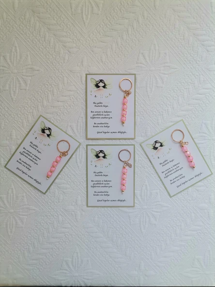 32 Adet İsme Özel Tasarım Pembe Anahtarlık Hastane Yeni Doğan 40 Mevlidi Dağıtmalık Hediyelik - Resim 5