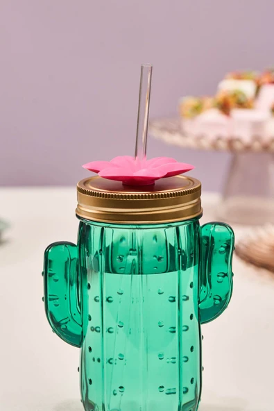 Kaktüs Transparent Pipetli Su Şişesi 350 Ml - Resim 9